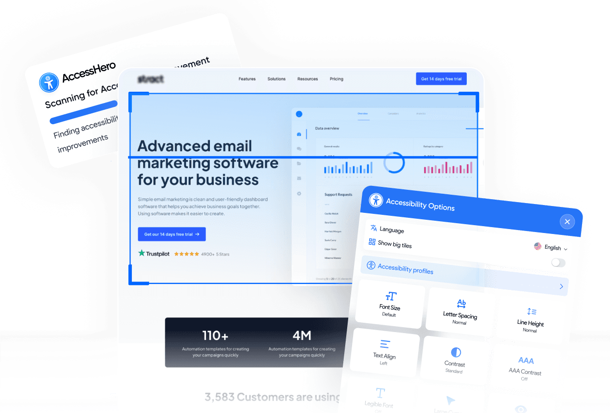 AccessHero software interface with accessibility options