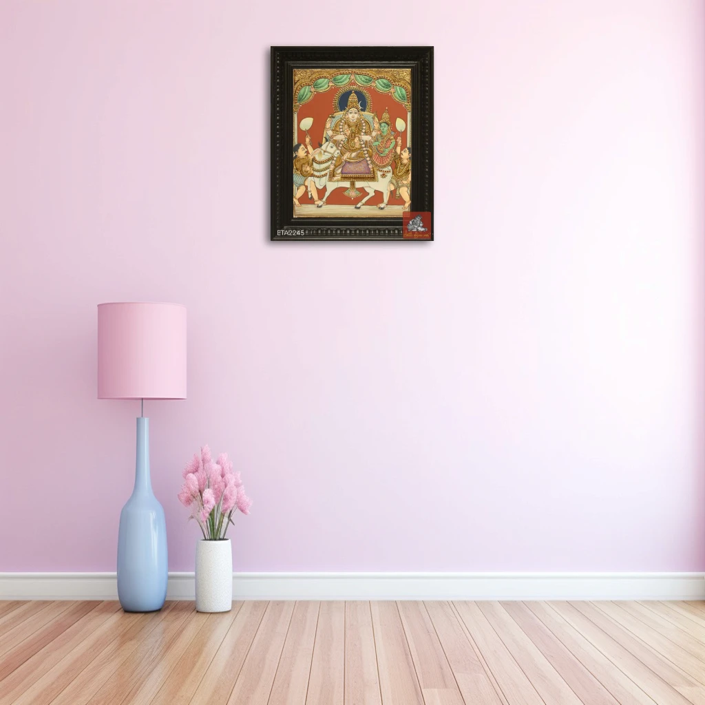 Rishaba Vahanam Antique Style Tanjore Painting