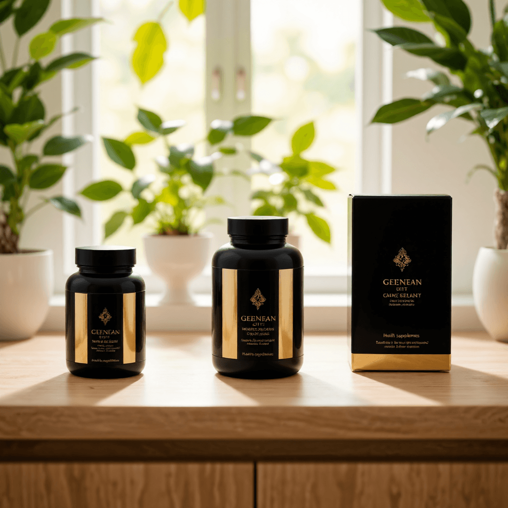 product photography of a set of health supplements in jars and a box