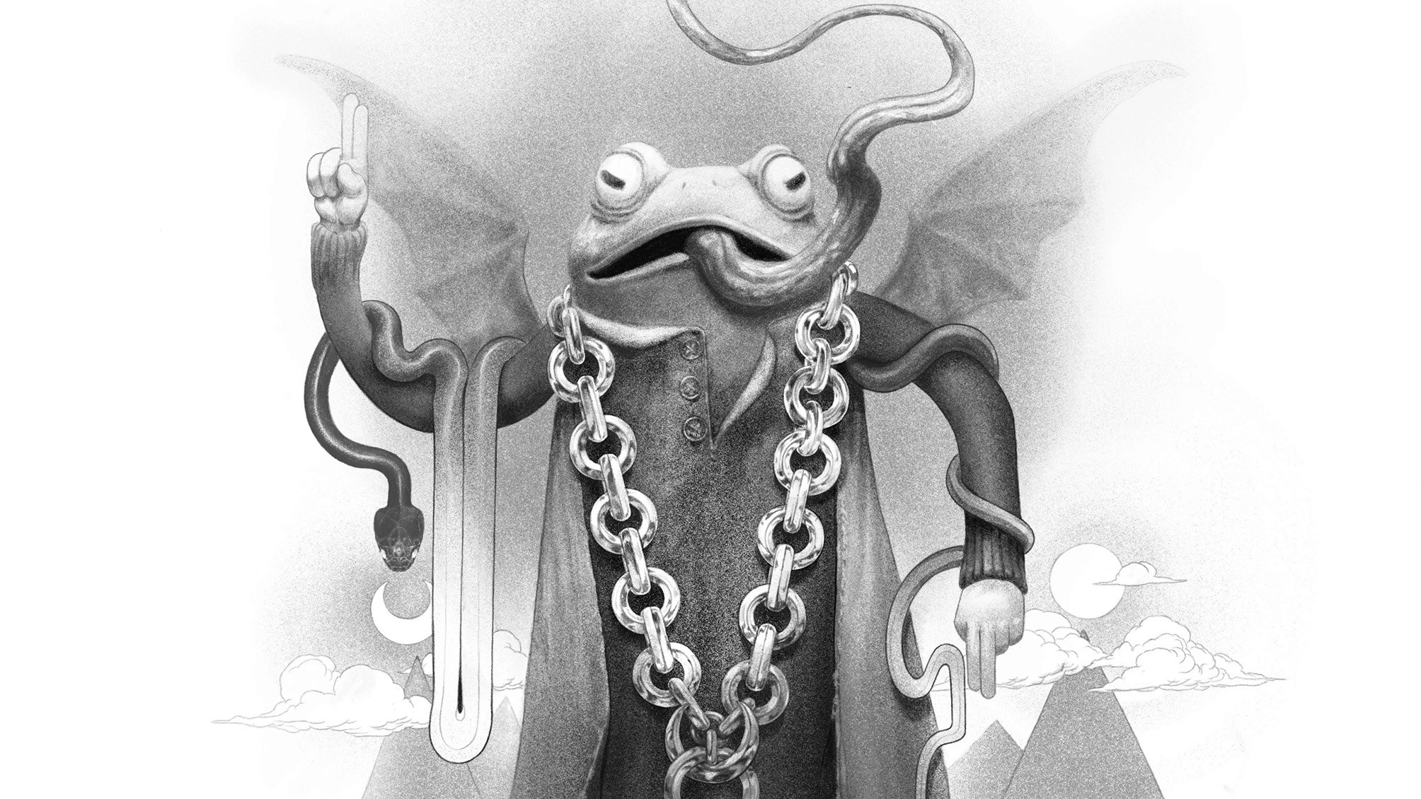 Digital Painting of Floating Religious Frog