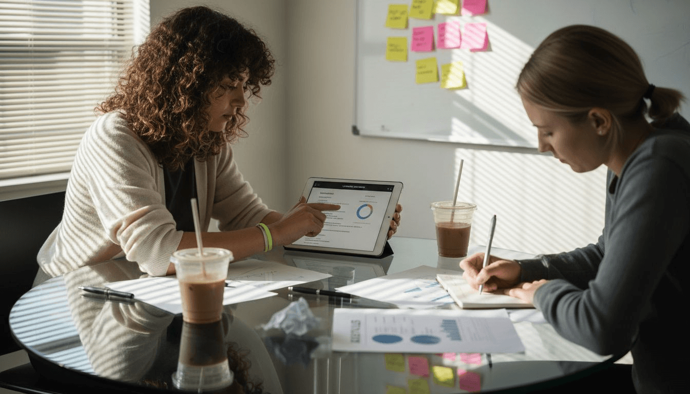 Team reviewing Google Ads campaign in meeting