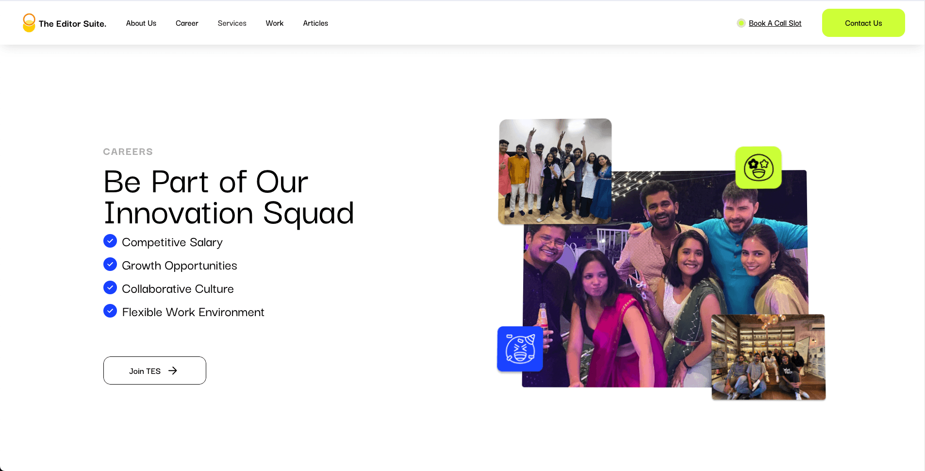 Our website layout with clean white space, balanced typography, and visual elements demonstrating effective white space usage in design.