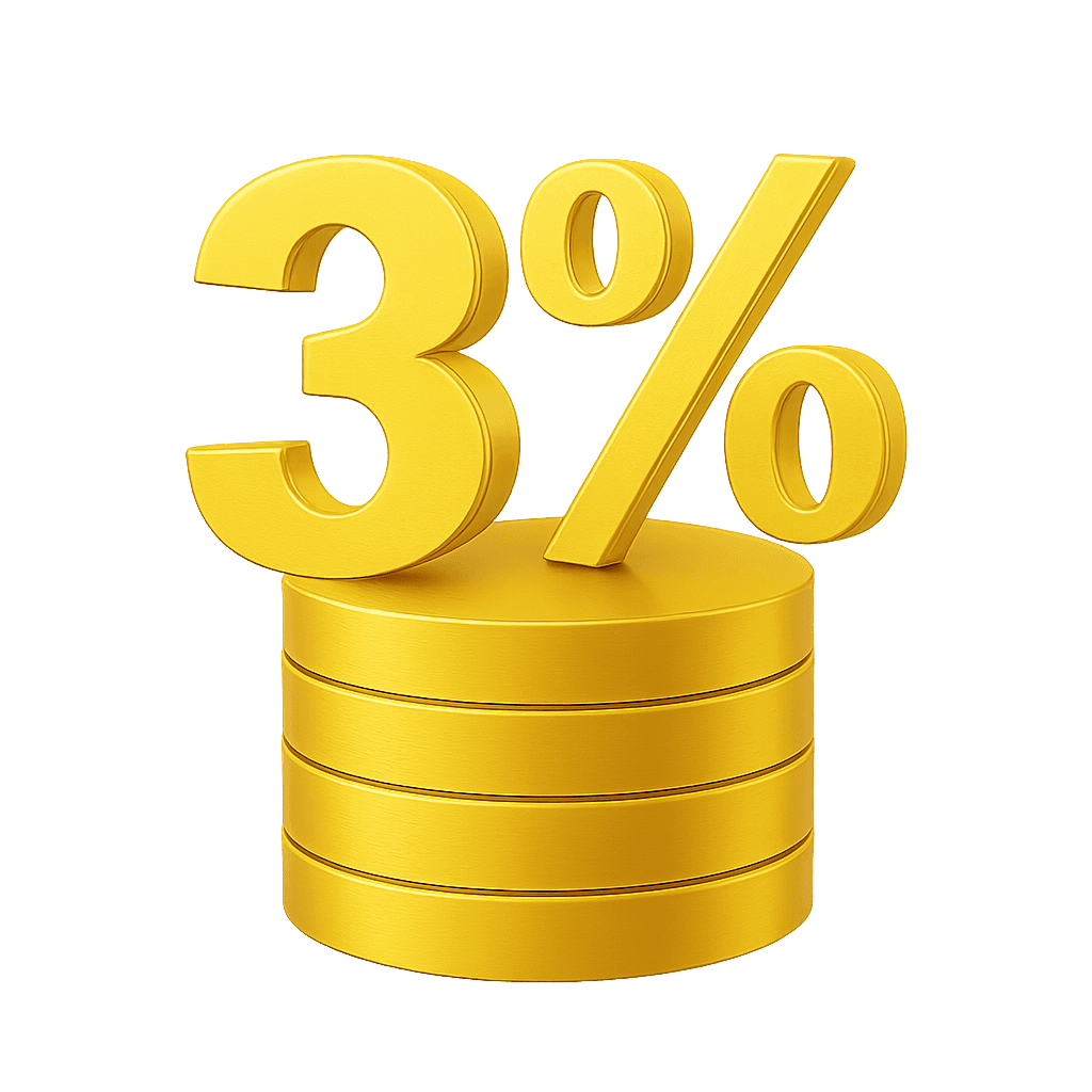 3D blue icon of a prohibition symbol on top of a stack of coins