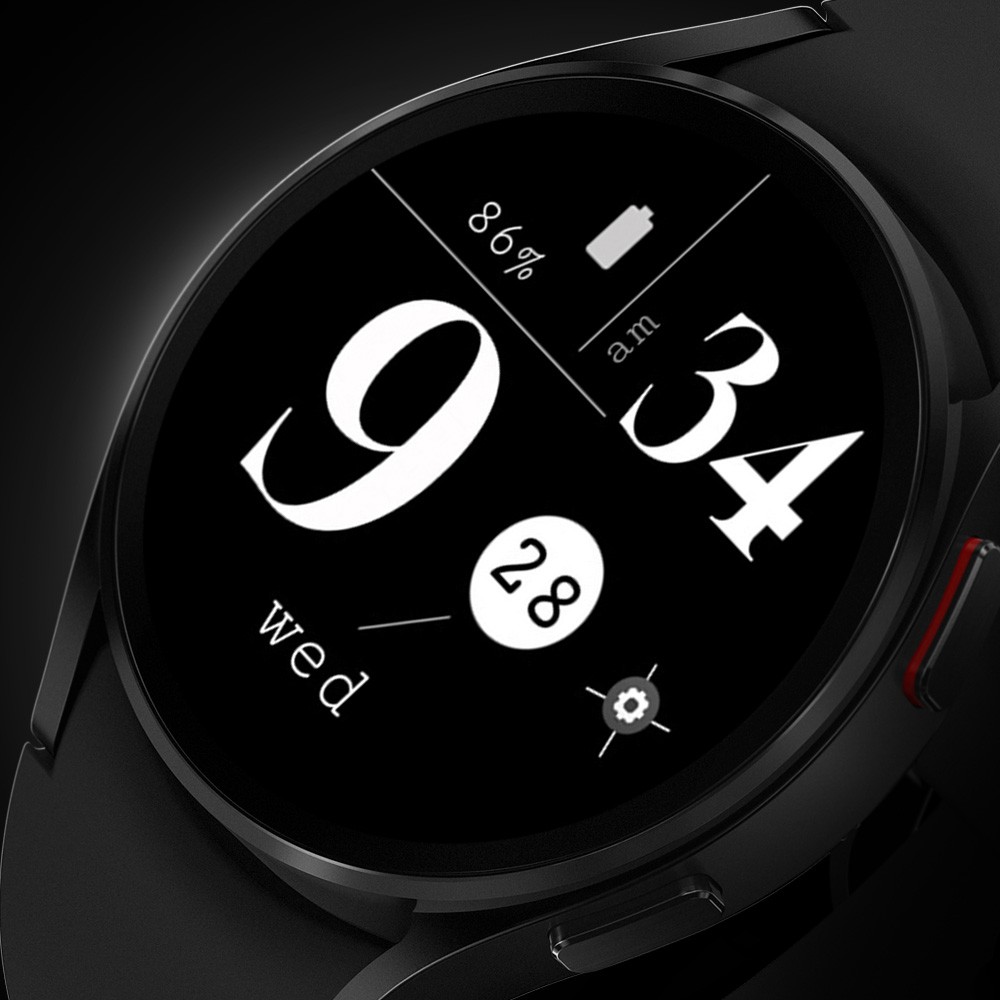 Galaxy watch displaying a digital watch face