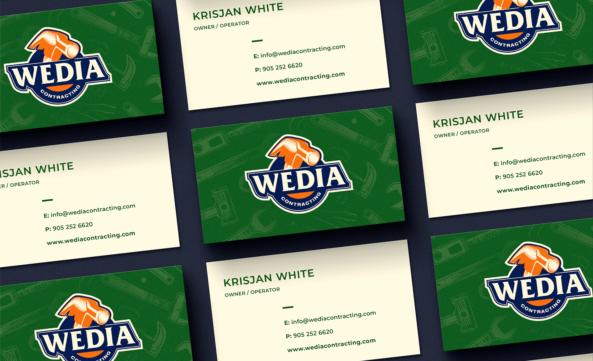 Wedia Contracting business card mockup
