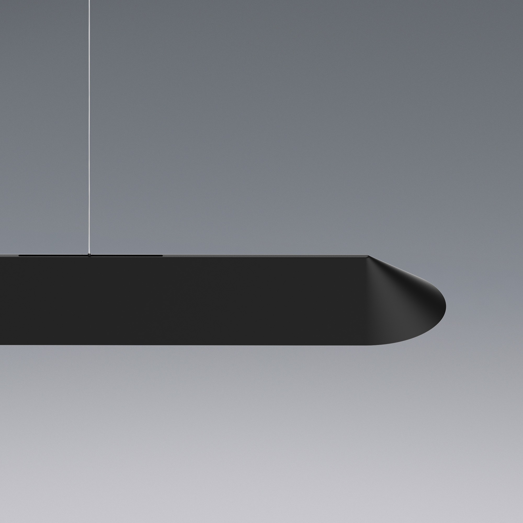 M-Shade suspension luminaire in black finish, designed and made in Canada by ID-Illuminated Devices.