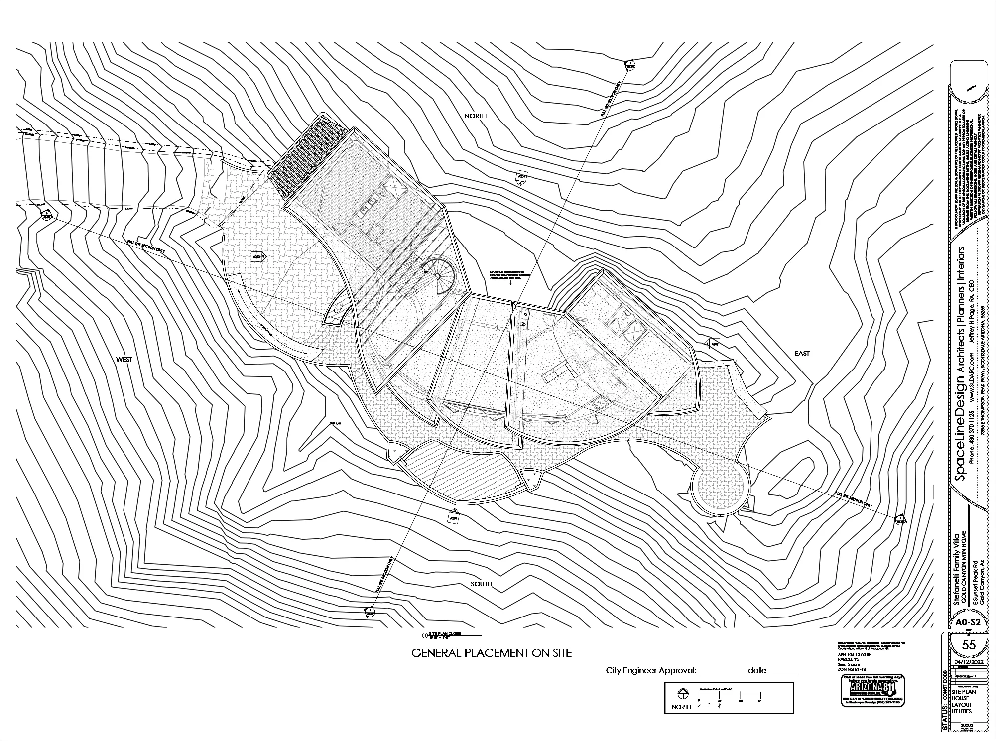 Site plan by SpaceLineDesign, Scottsdale Architect; emphasizes desert modern design.