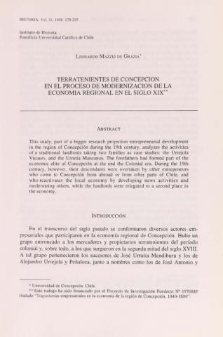 Terratenientes de Concepción en el proceso de modernización de la economía regional en el siglo XIX