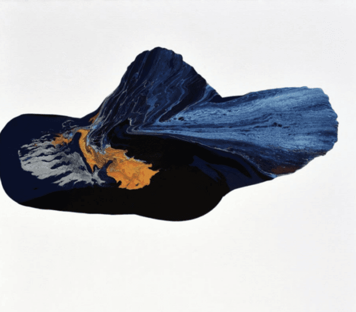 herd of sheep on road painting