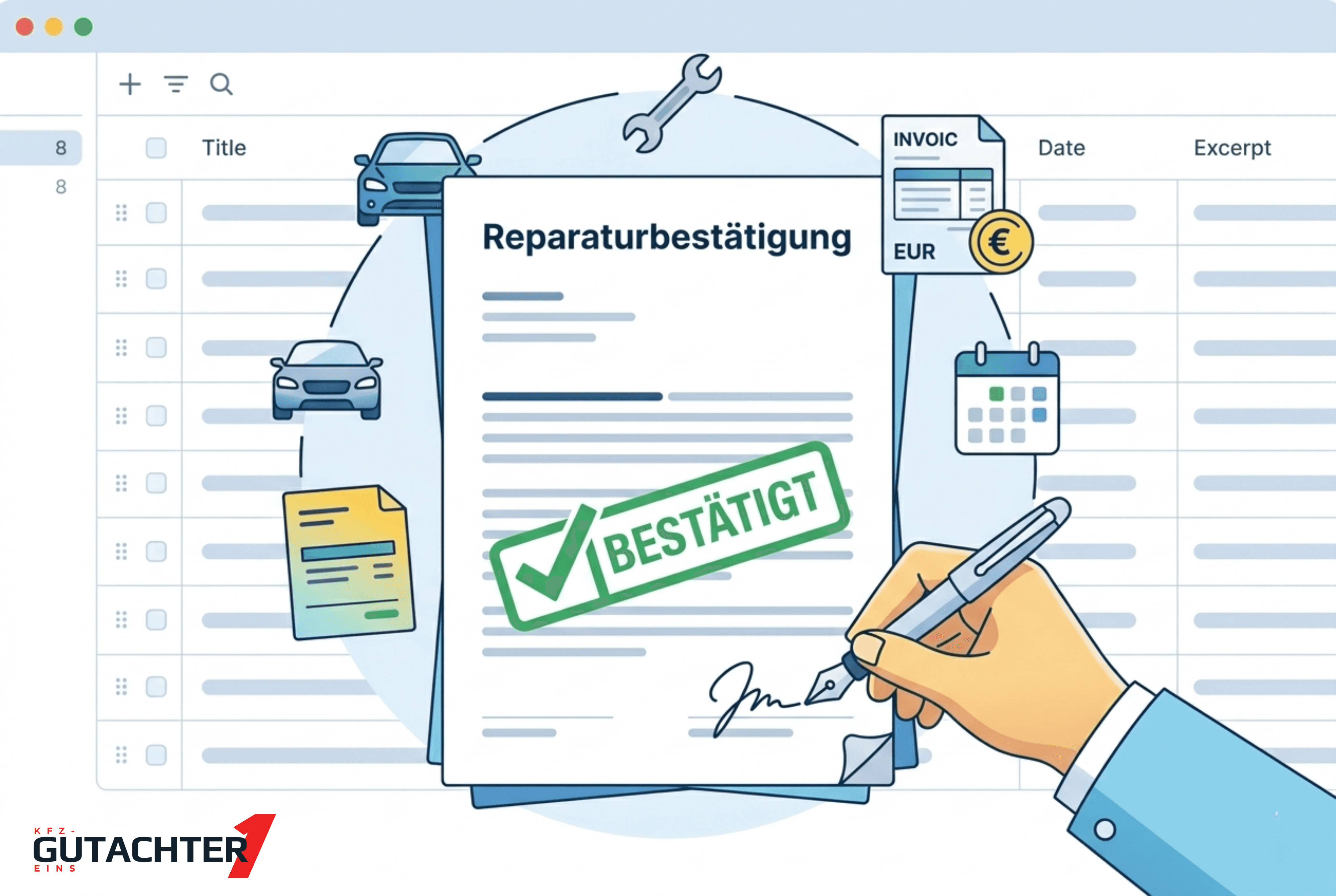 Reparaturbestätigung nach unfallschaden