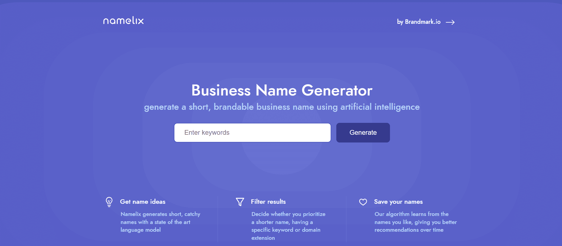 Namelix’s homepage