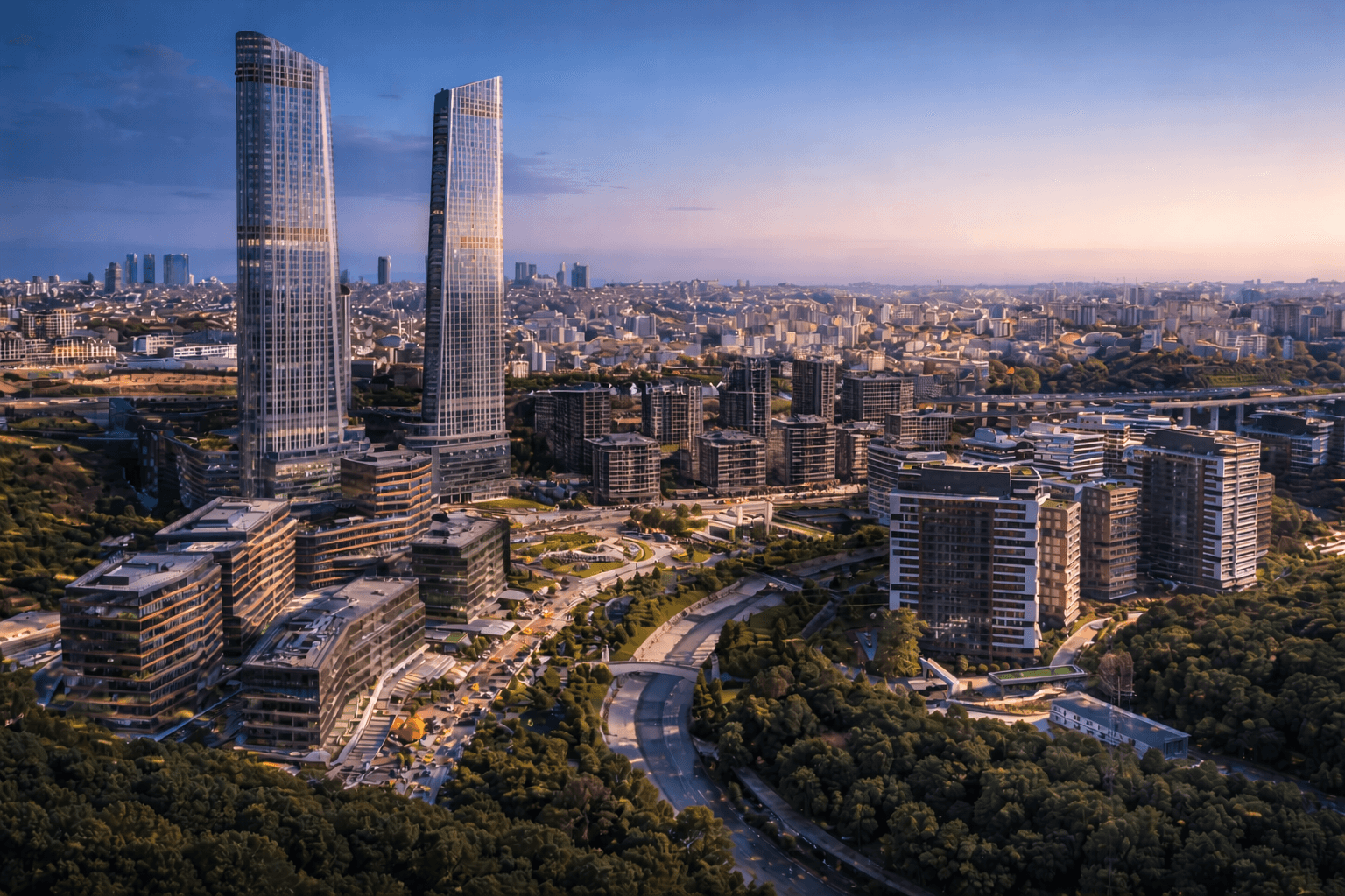Maslak Koru Residences aerial view luxury project in Maslak Istanbul