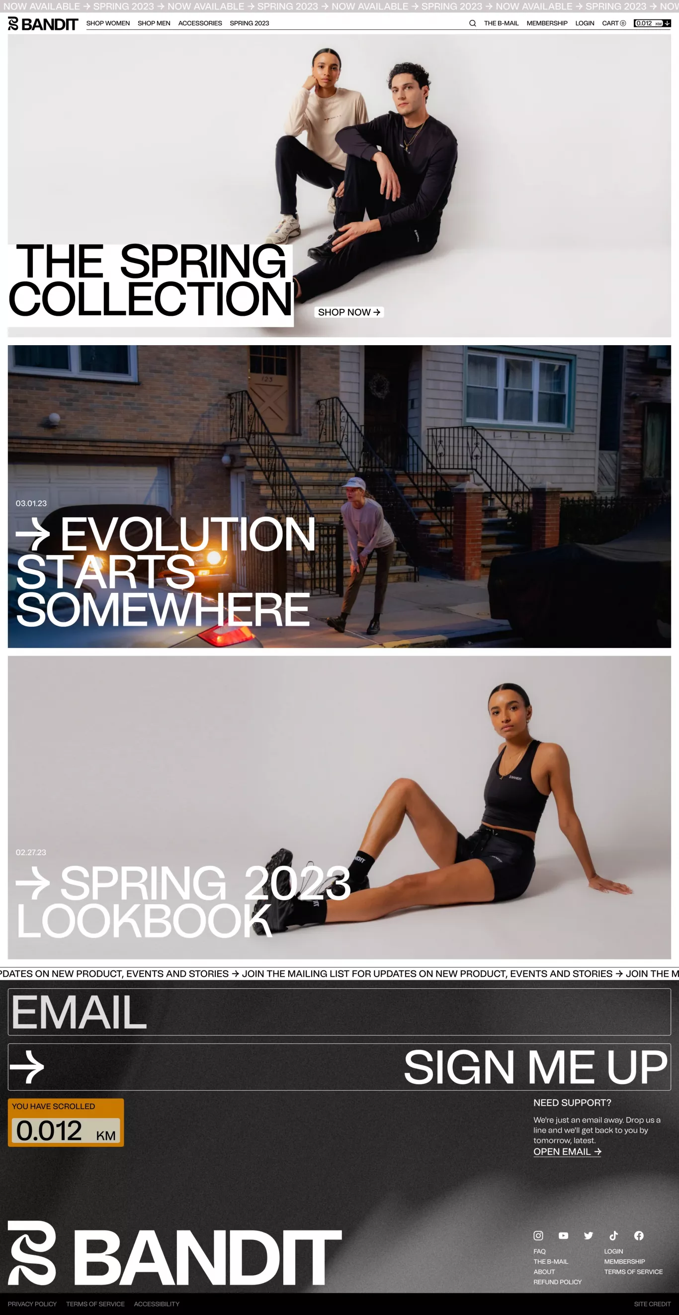 Bandit Running ecommerce page screenshot showcasing Fashion and Sport design