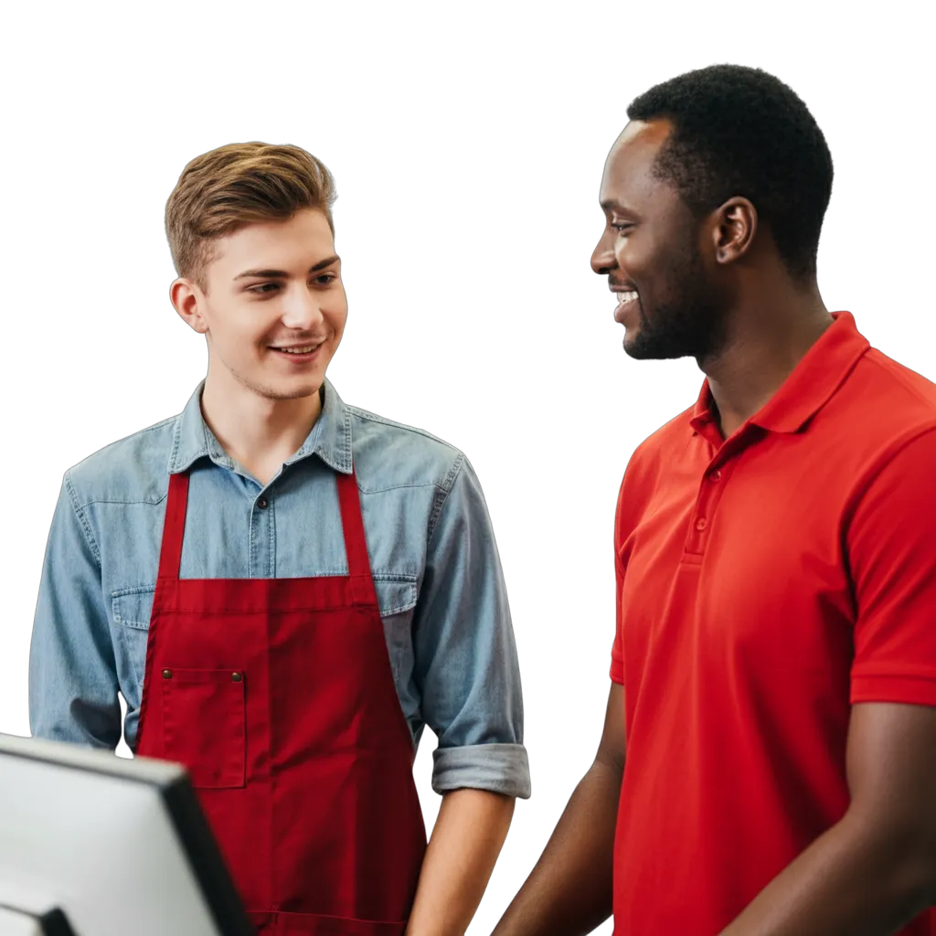 A manager speaking to his employee