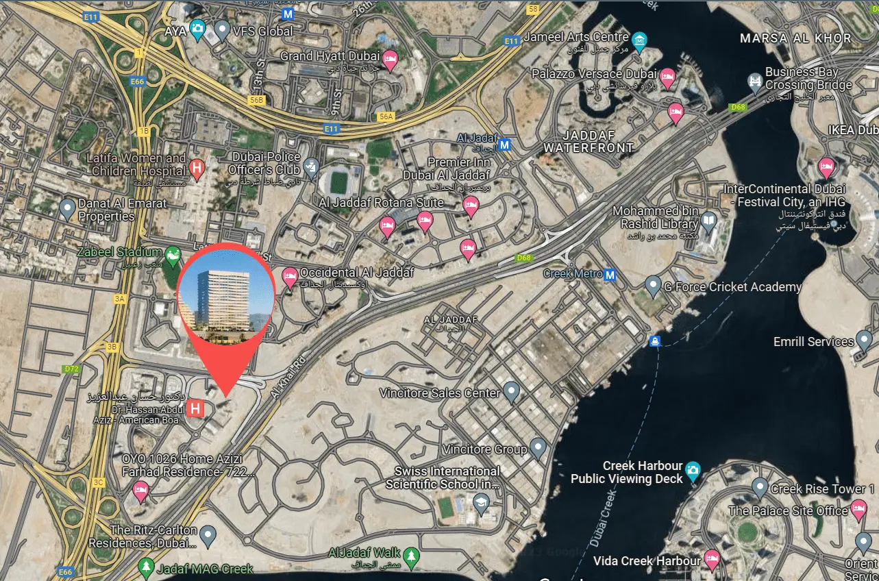 azizi creek views 3 location map al jaddaf