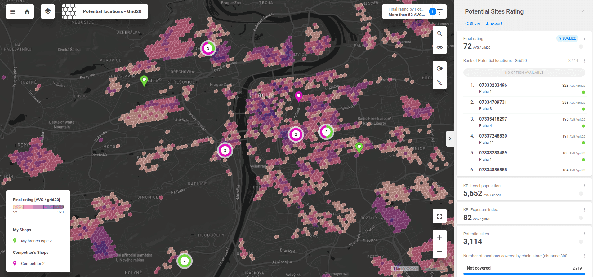 Site Selection Visualized in CleverMaps Studio