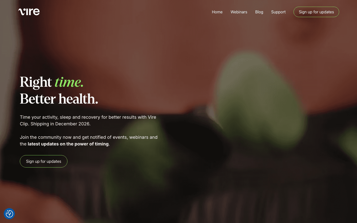 Vire website (virehealth.com), showing the Vire Clip preorder page