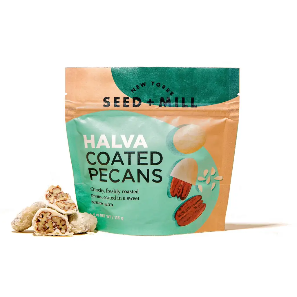 Seed + Mill Halva Coated Pecans Package