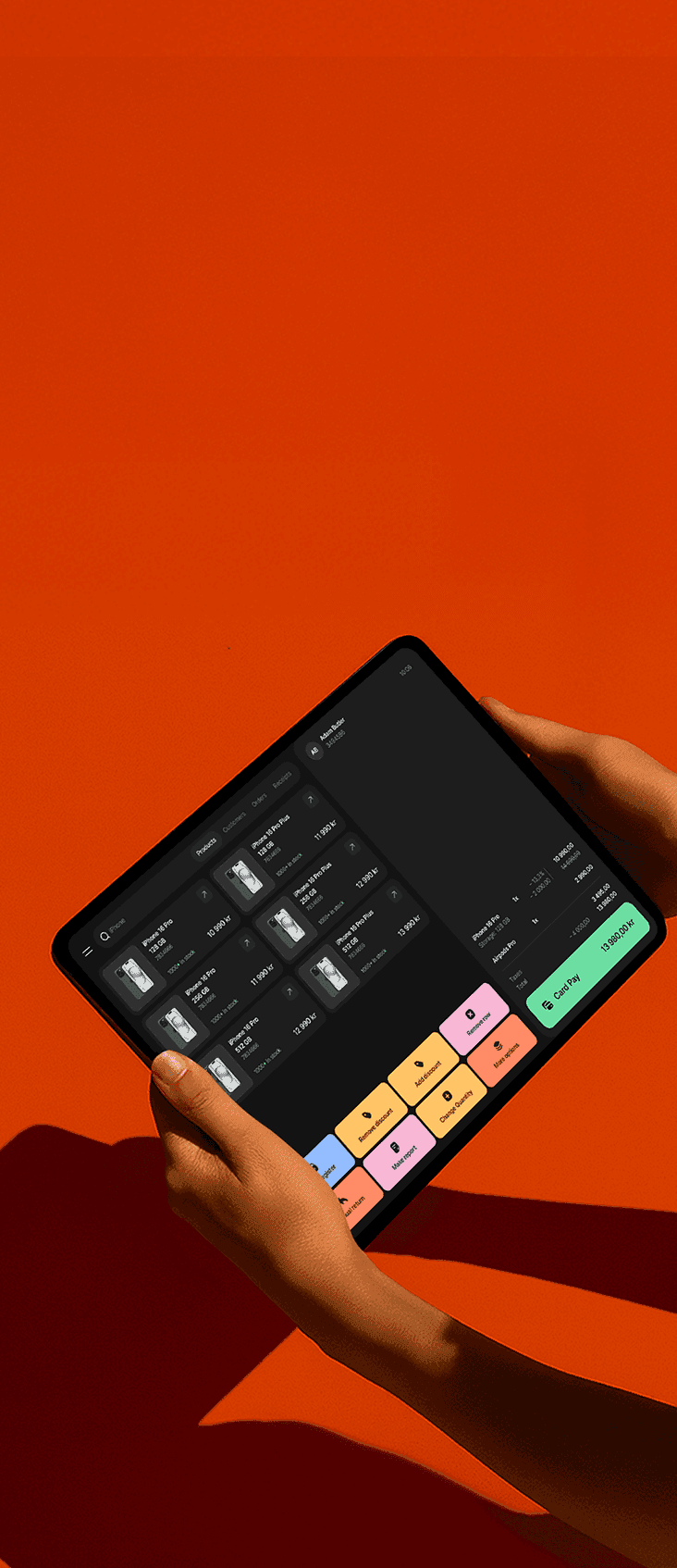 Modern POS system for clothing store on a tablet 