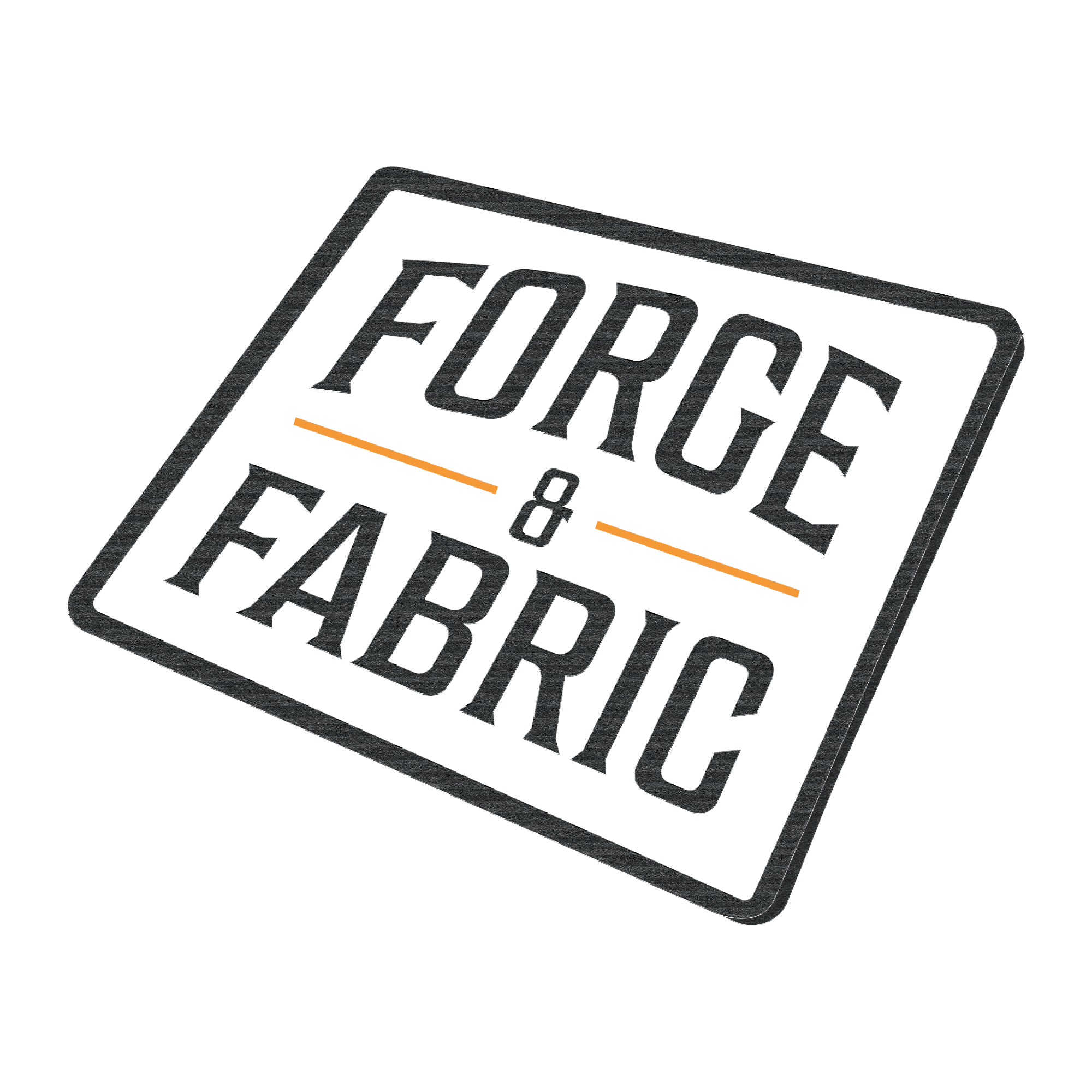Line drawing of a woven patch with Forge & Fabric in the center