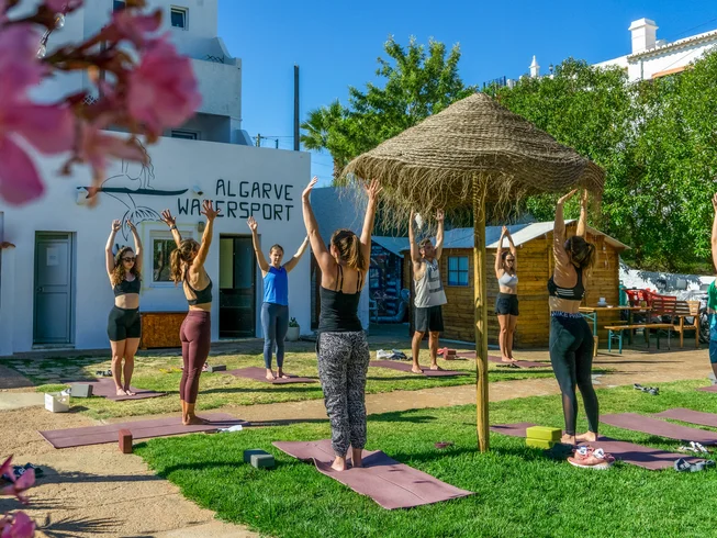 Classic Lagos surf camp with yoga sessions, ideal for beginners and intermediate surfers.