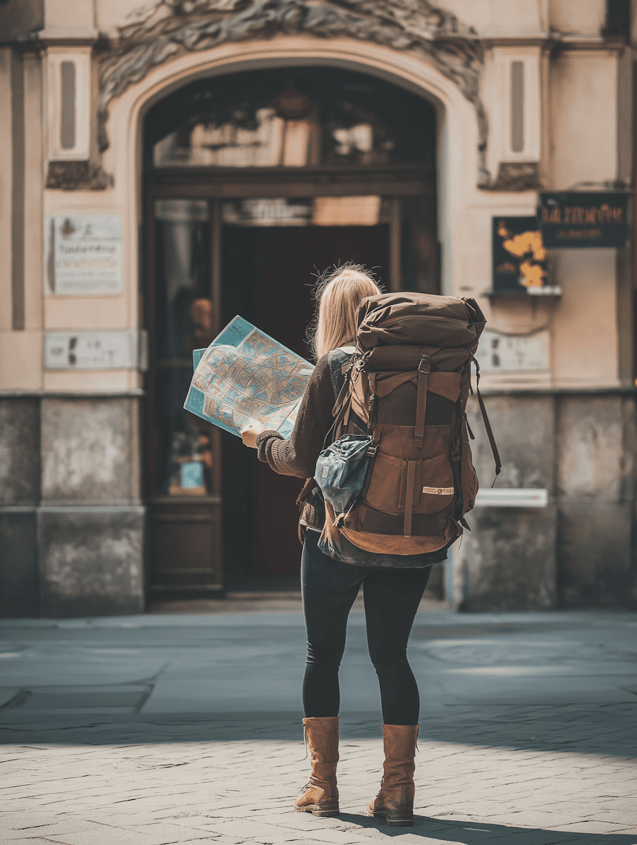 woman holding map