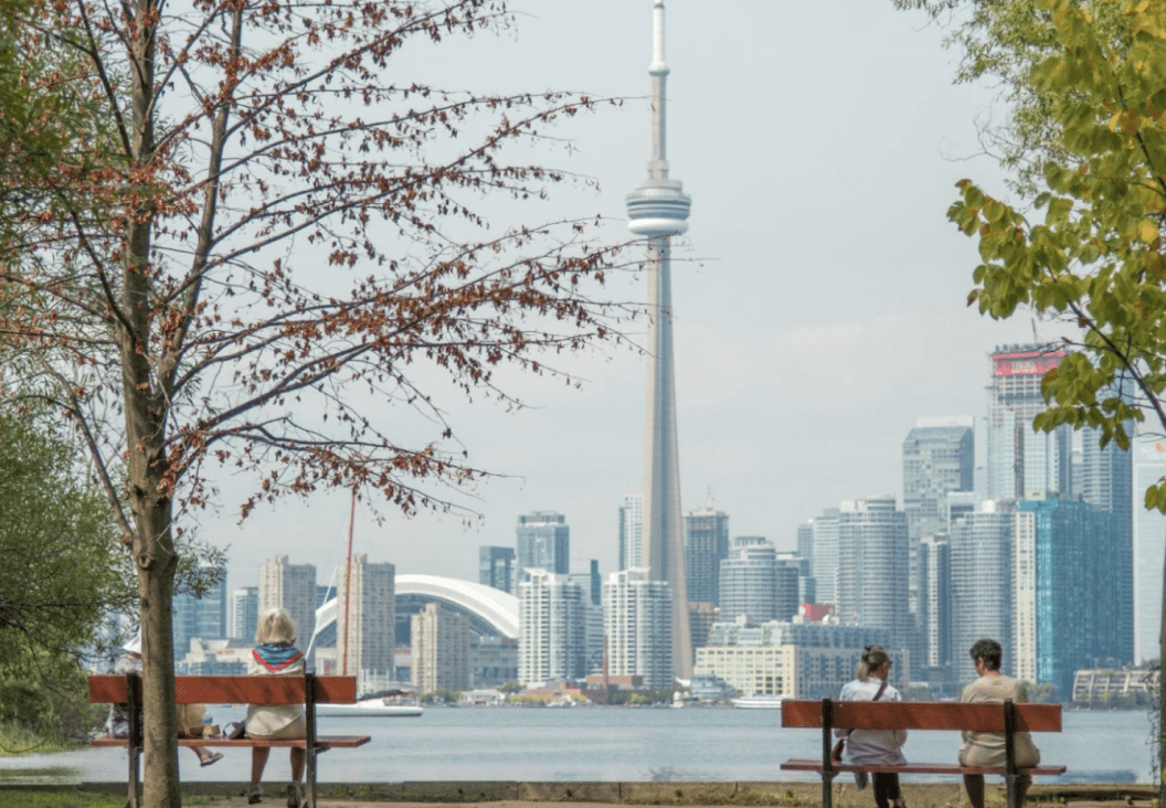 Toronto hiking trail and skyline showing outdoor activity for healthy living