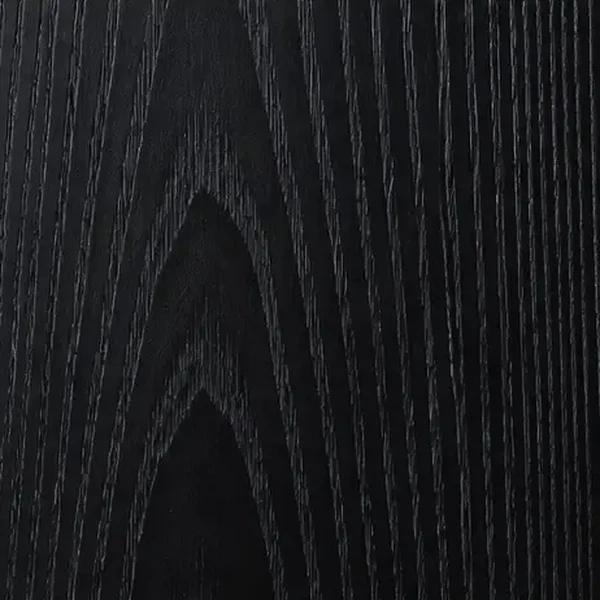 Ebonized Ash: black-stained ash with open grain (W-131) finish swatch