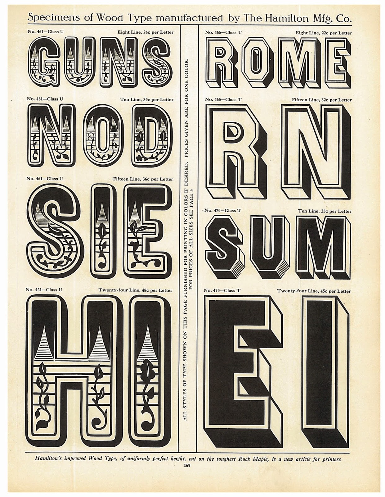 Wood type specimen by the Hamilton Wood Type Factory, c. 1880 Check those Funky monochrome effects.