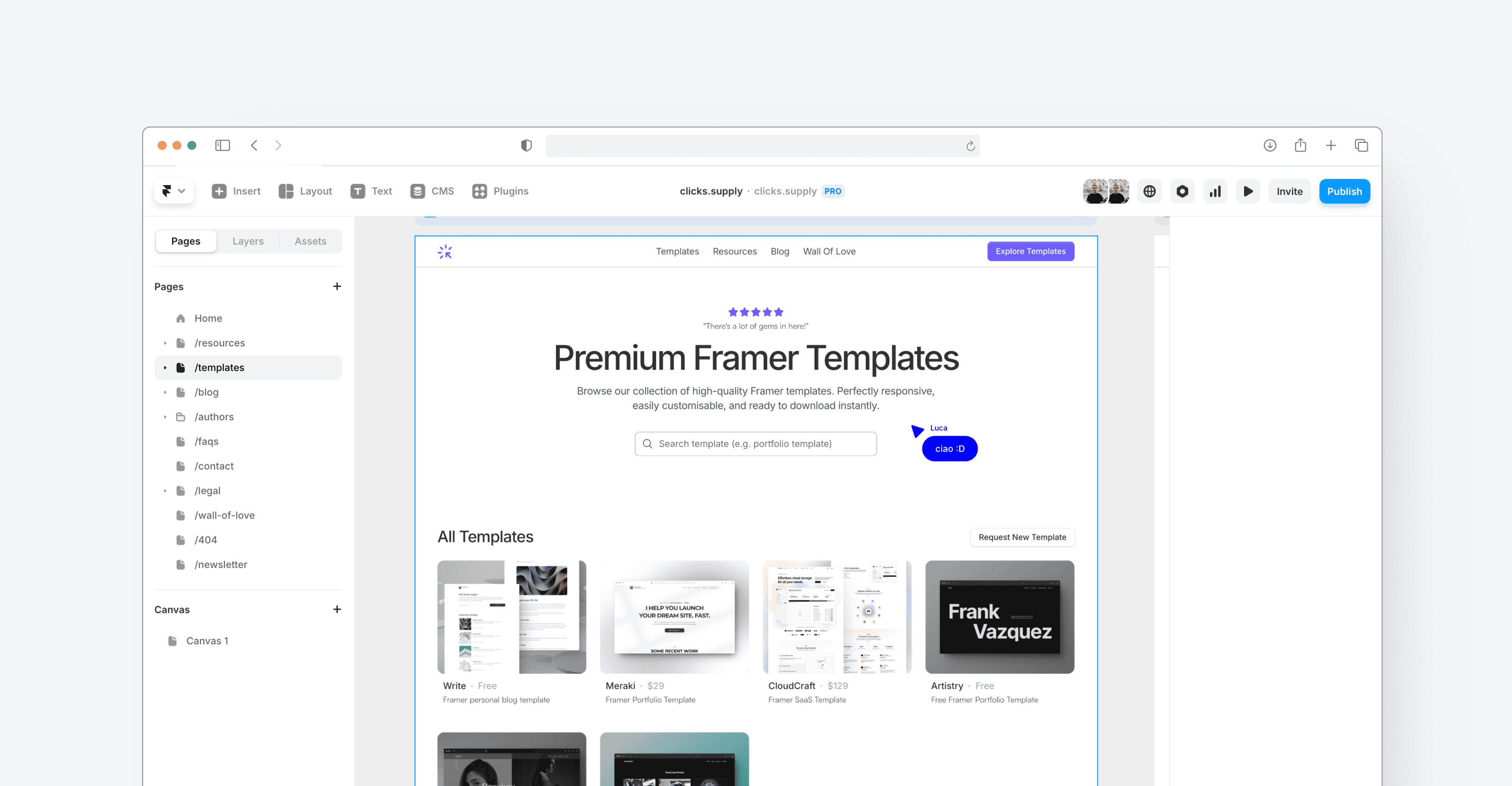 Real-time collaboration in Framer