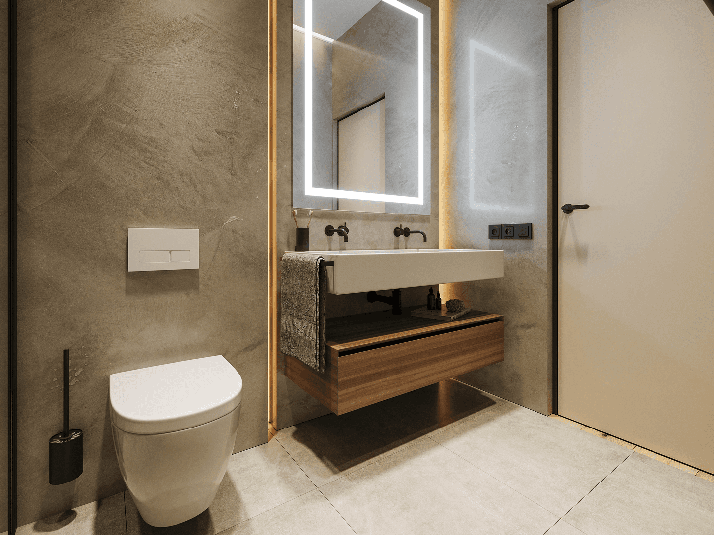 3D meublée + échantillons : matières, reflets, lumière validés.