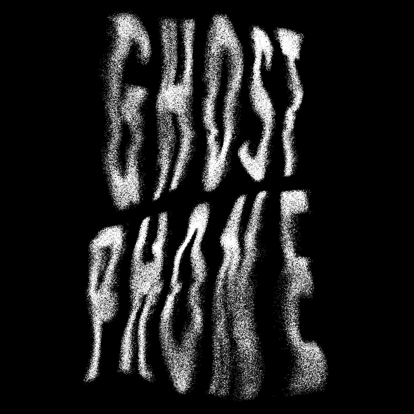 Expressive typography created with Trapcode Form in After Effects that reads "Ghost Phone" 