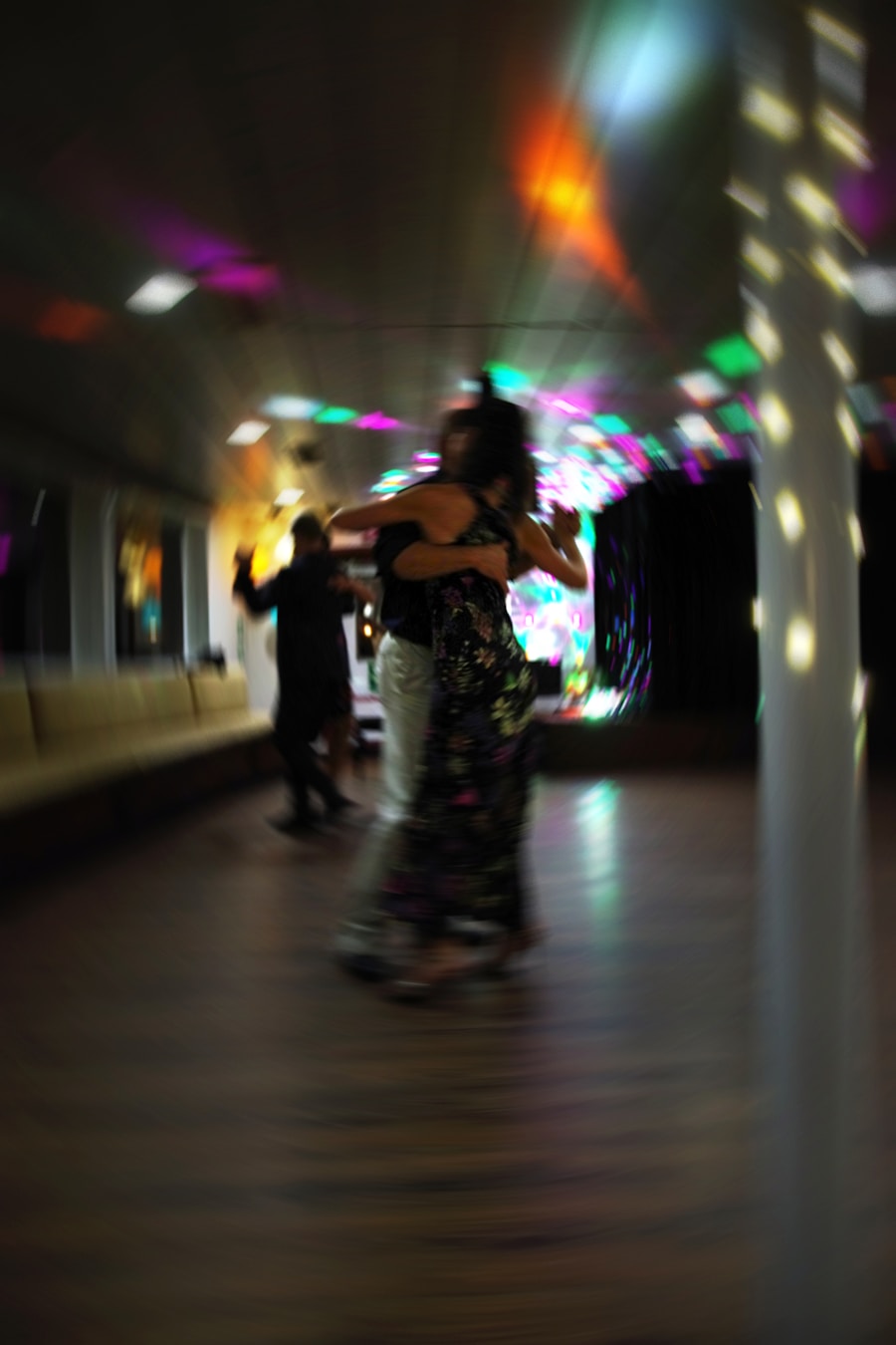 Dance floor with colorful party lights