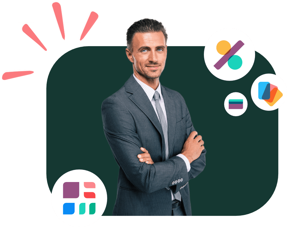 Odoo business professional working on a laptop with digital invoice and analytics icons representing efficiency software