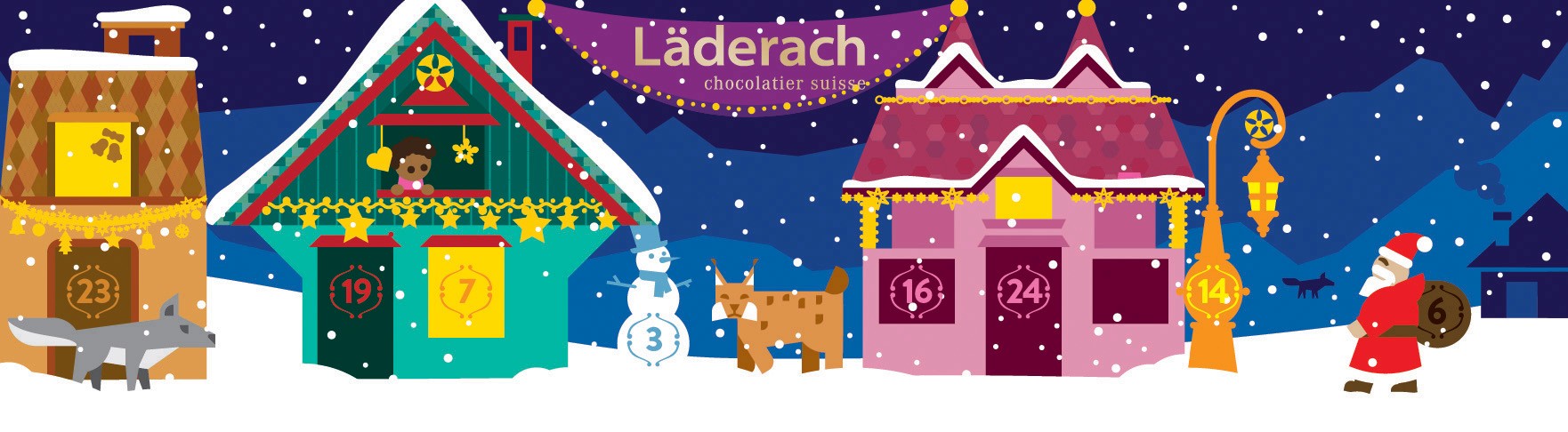 Illustration of a christmas town. Simplified vector illustration part 3