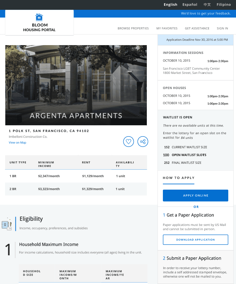 affordable housing rental application