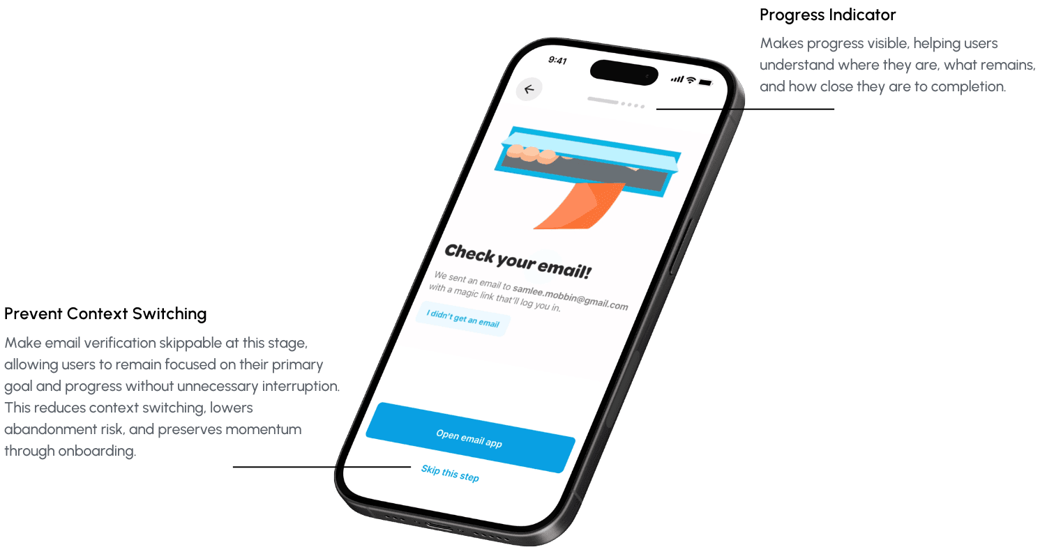 Email verification screen improvements