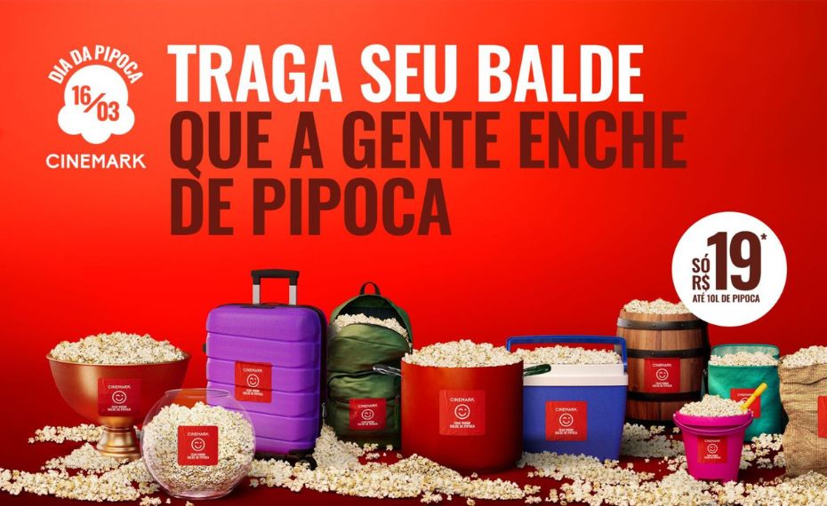 Cinemark celebra o Dia da Pipoca distribuindo até 10 litros de pipoca por pessoa