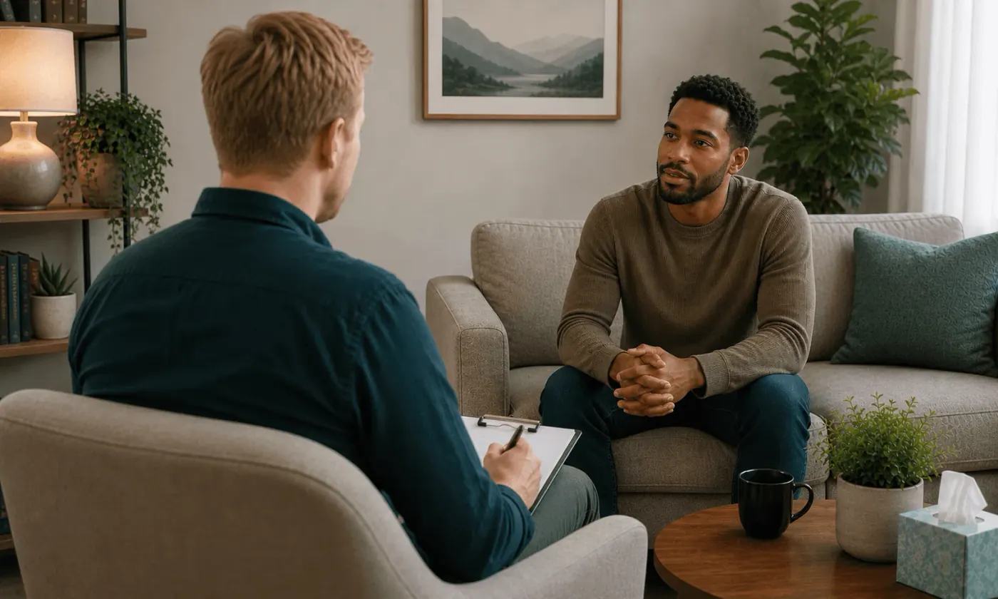 Therapist speaking with a client during an individual counseling session