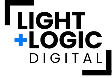 Light + Logic Digital logo – a modern design studio specializing in web design, branding, and SEO for small businesses and creatives