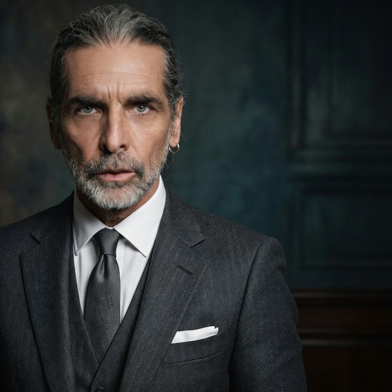 A distinguished man in a suit with graying hair