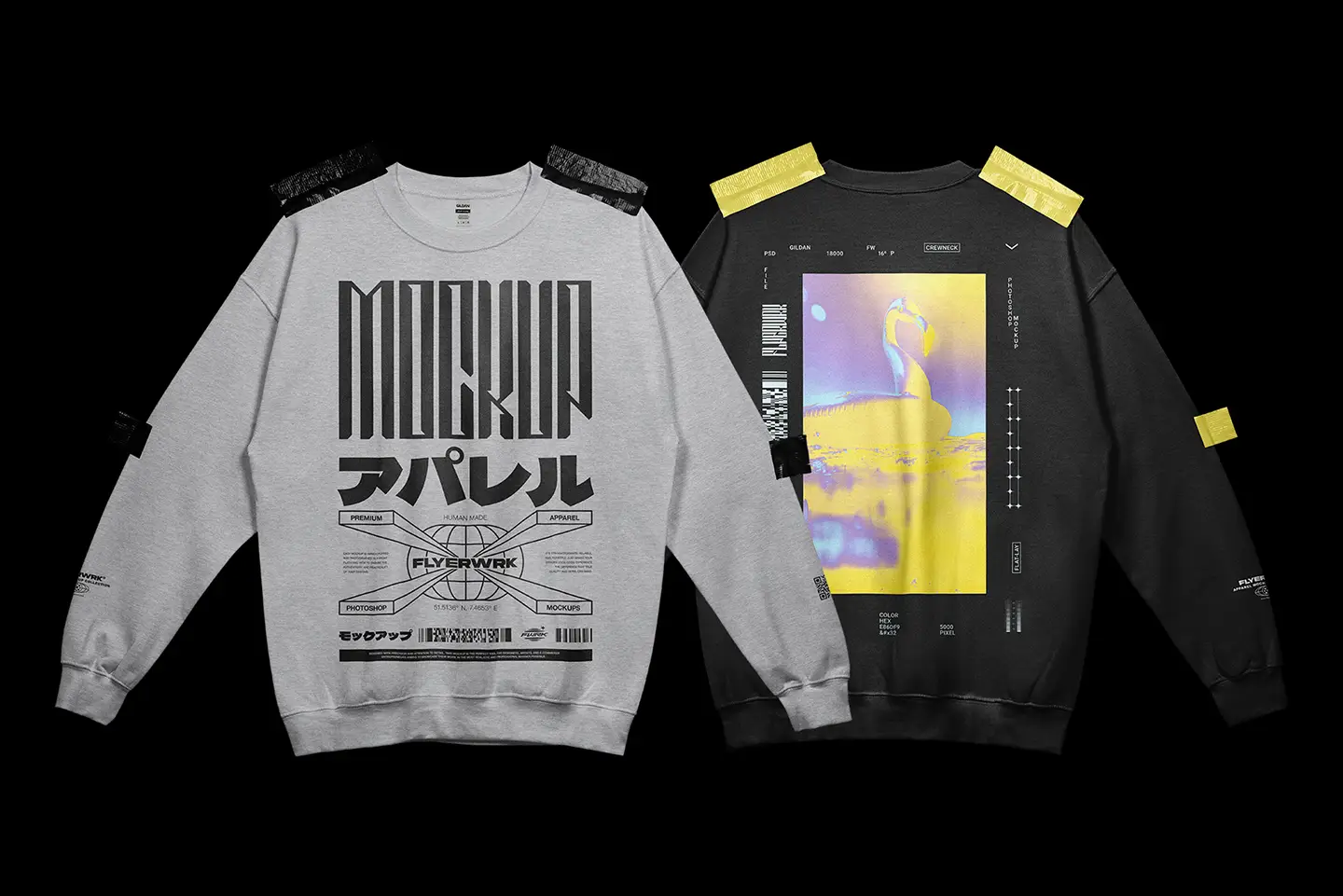 Gildan 18000 Crewneck Taped mockup showing design presentation example