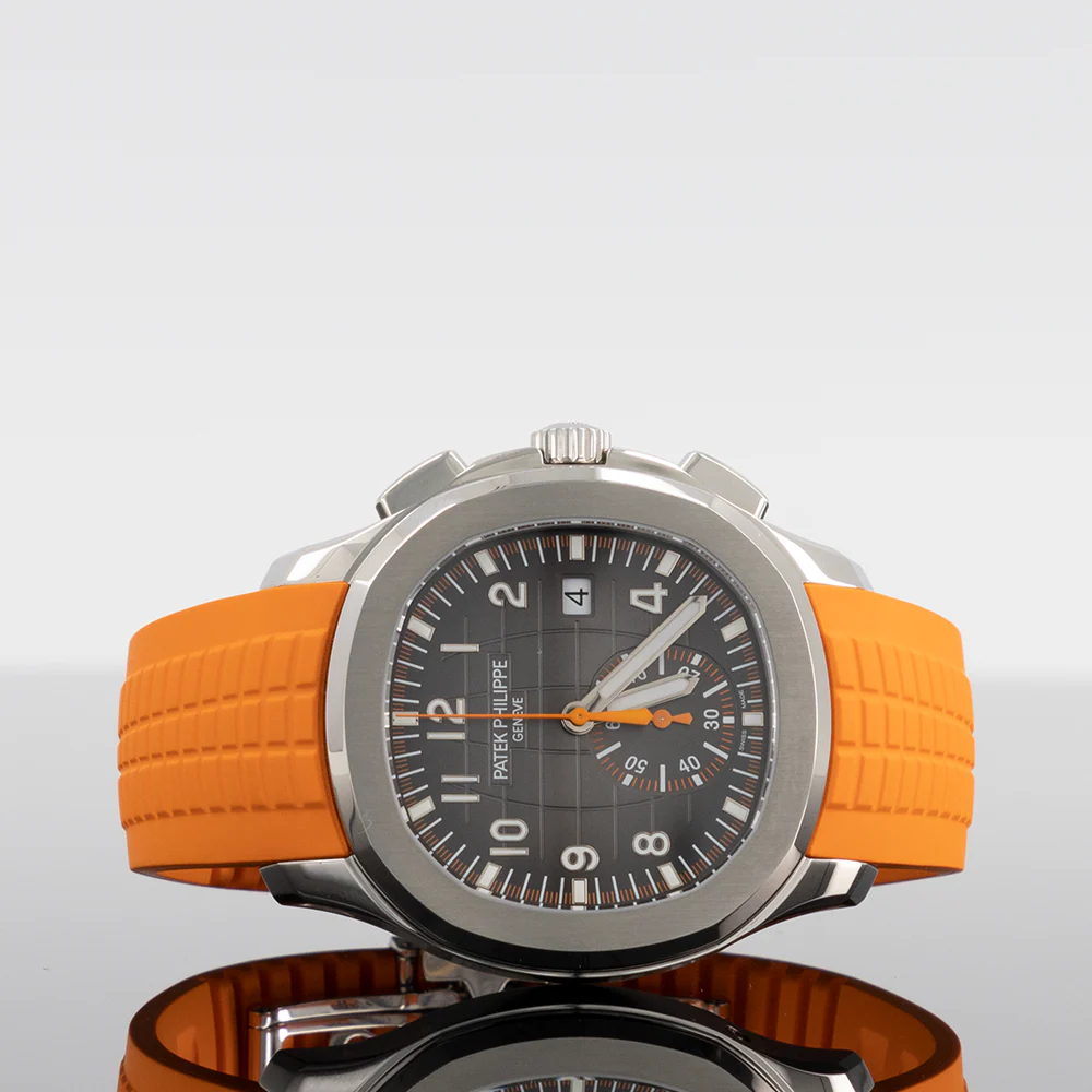 Buy PATEK PHILIPPE Aquanaut Flyback Chronograph Steel with sunburst charcoal-gray dial