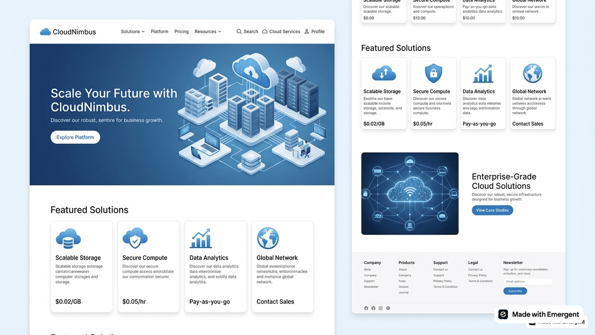 cloud based website made with emergent
