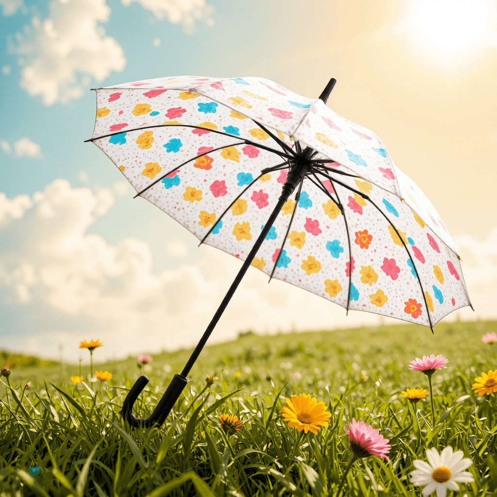 product photography of a patterned umbrella for sun protection