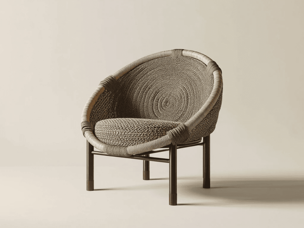 A curve shaped to hold.  Where structure bends gently,  and material settles around the body.