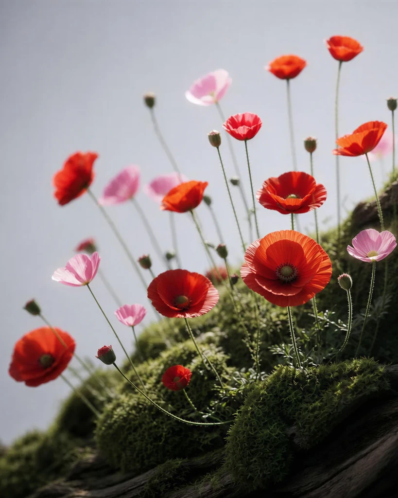 Red flowers, Leonardo website visual
