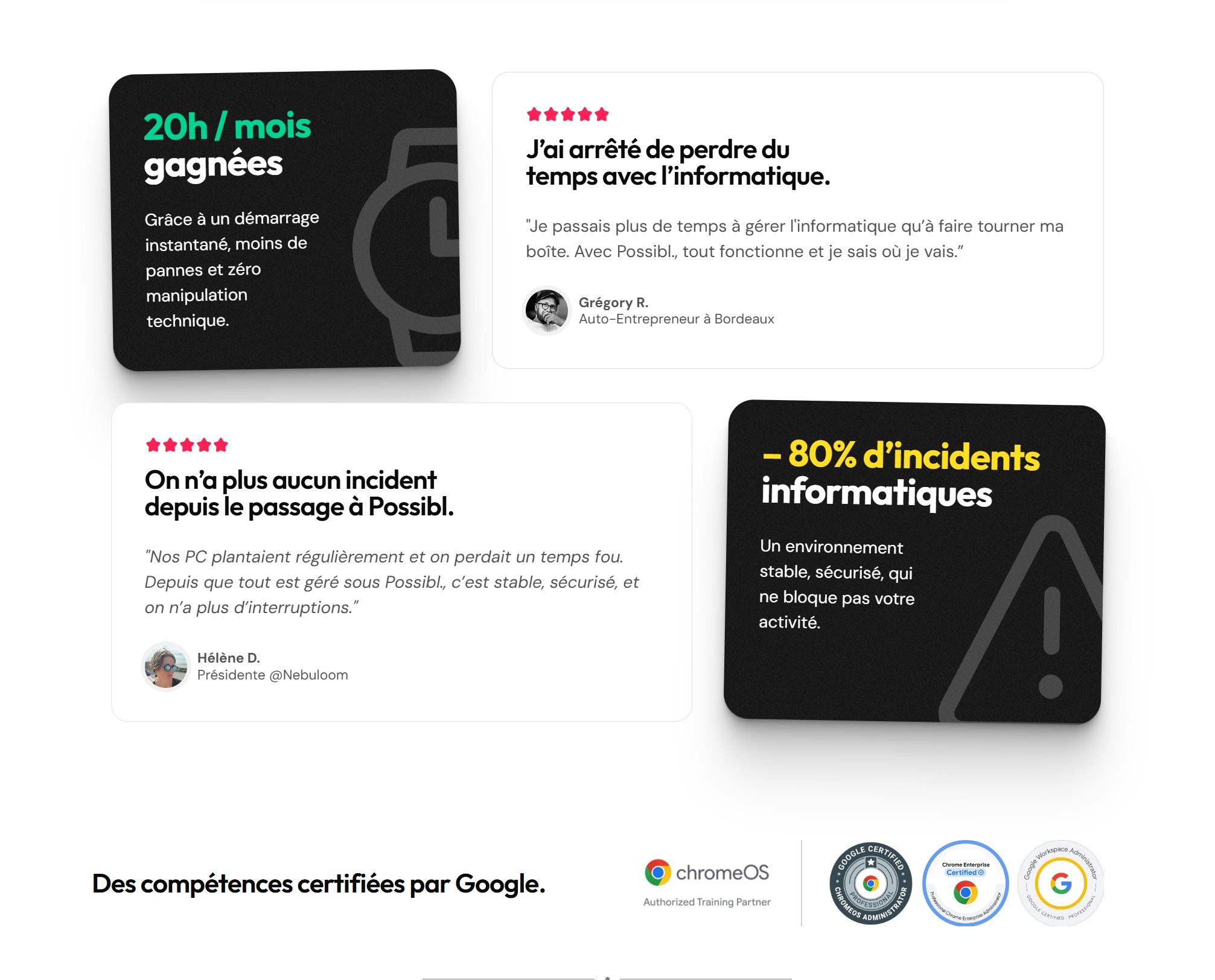 section preuve sociale landing page possibl