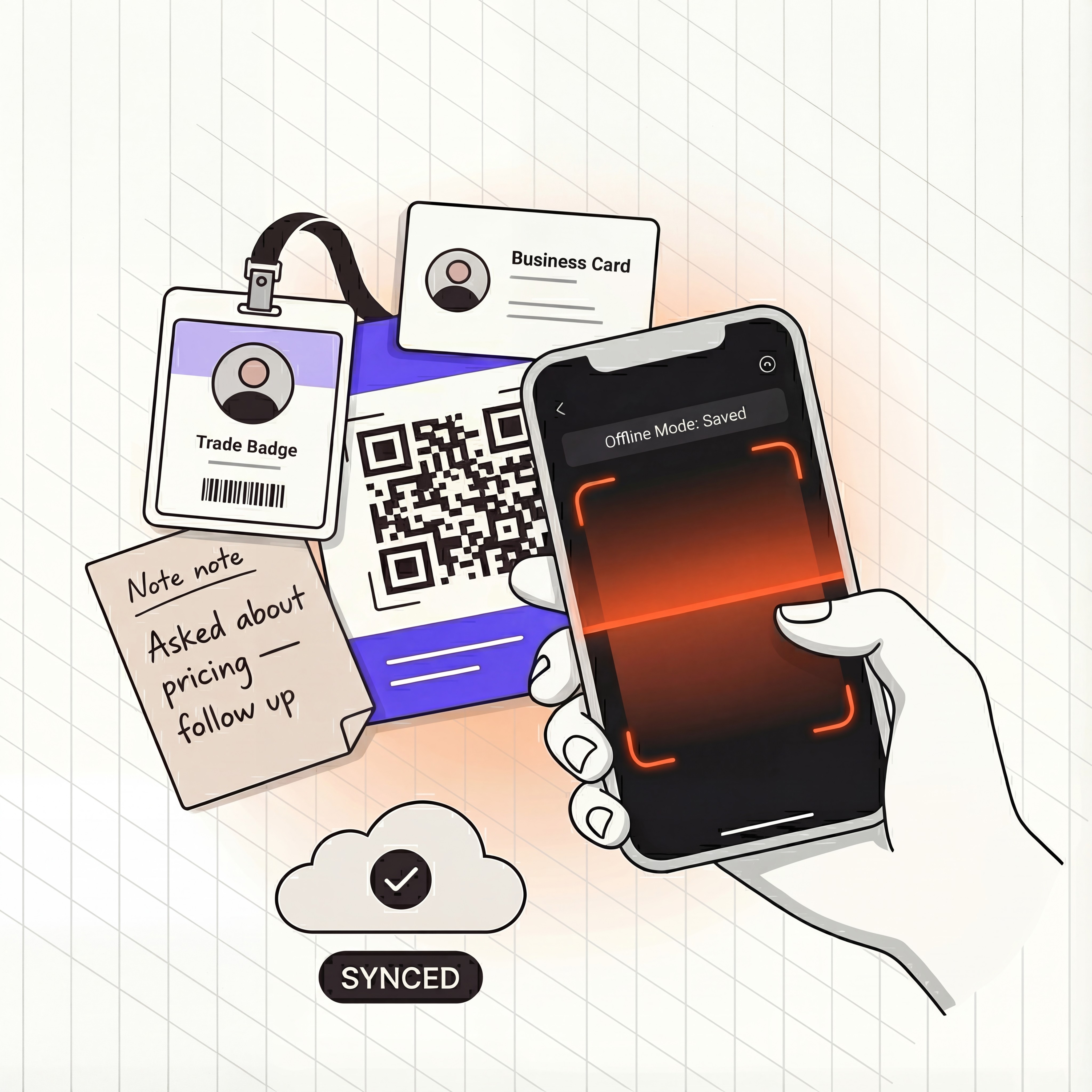 Unviversal badge scanner capturing leads from notes, business cards and event badges