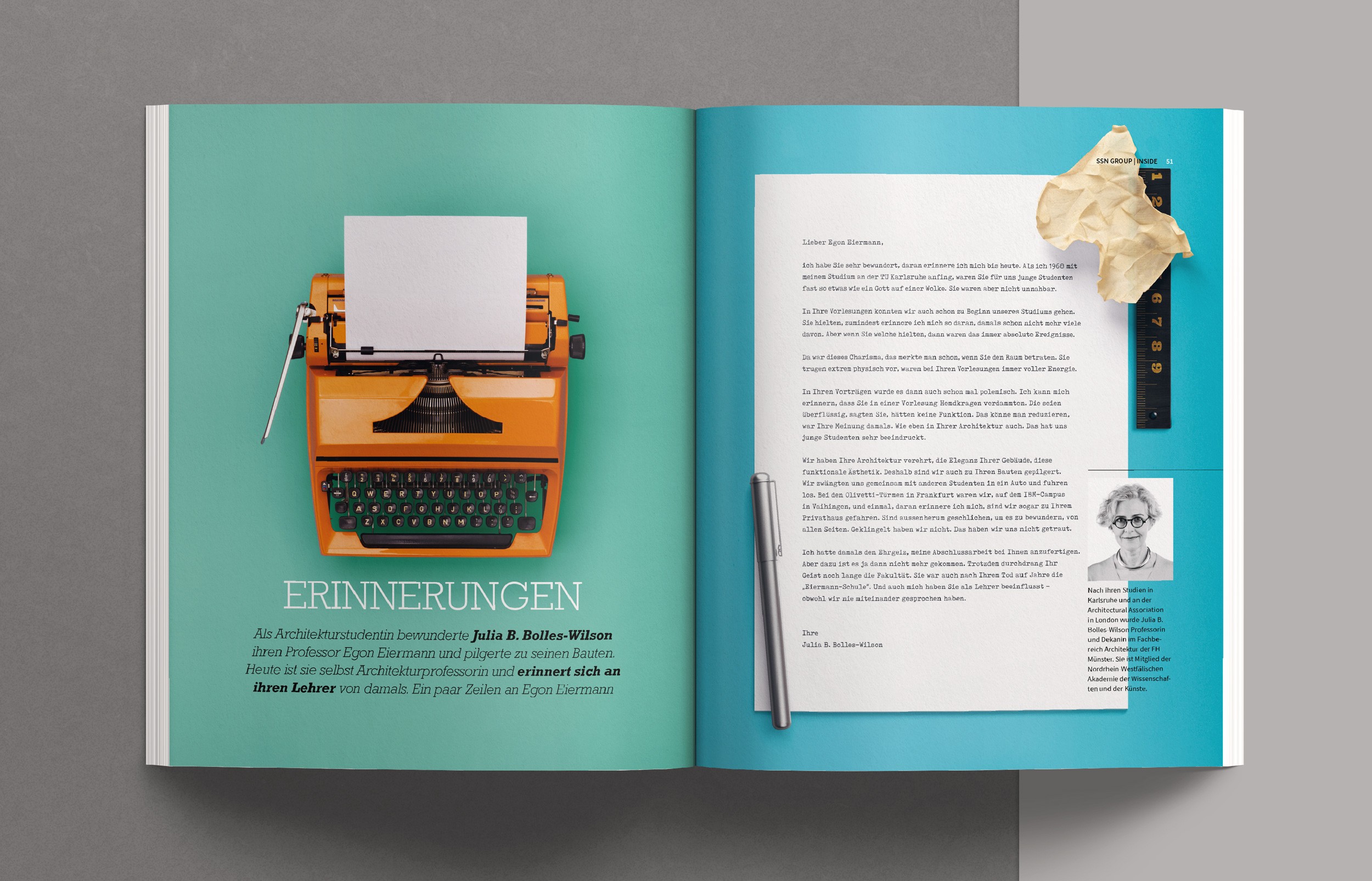Editorial Design für das Magazin INSIDE – präzise Raster, klare Bildsprache und typografische Balance
